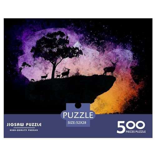 500-teiliges Puzzle für Erwachsene, Hirsch im Himmel, Puzzle-Sets für Familien, Holzpuzzles, Gehirn-Herausforderungspuzzle, 500 Teile (52 x 38 cm) von ZEBWAY