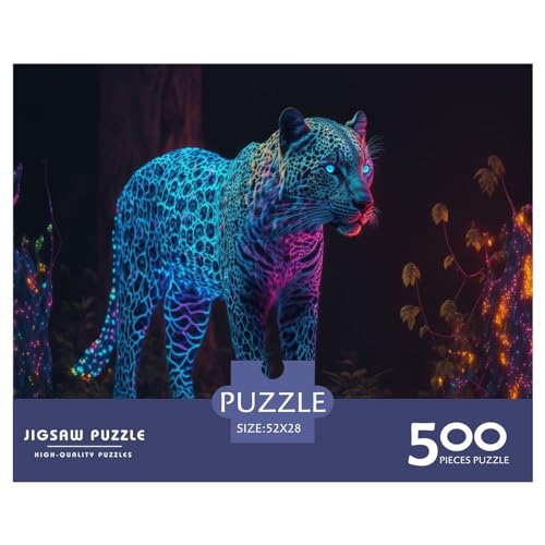 500-teiliges Puzzle für Erwachsene, Jaguar-Geschenke, kreative rechteckige Puzzles, Holzpuzzle 500 Teile (52 x 38 cm) von ZEBWAY