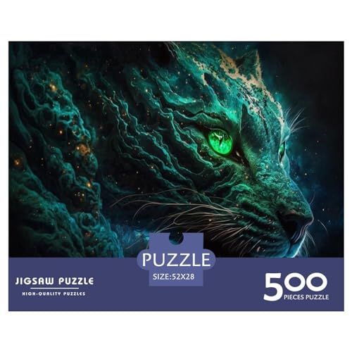 500-teiliges Puzzle für Erwachsene, Leoparden-Puzzle, Holzbrett-Puzzle, Familiendekoration, 500 Teile (52 x 38 cm) von ZEBWAY