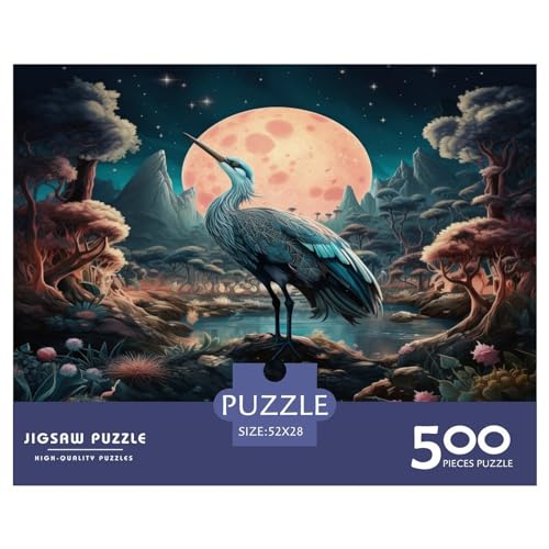 500-teiliges Puzzle für Erwachsene, Rotkronenkranich-Puzzle, Holzpuzzle für Erwachsene, Familienunterhaltungsspielzeug, 500 Stück (52 x 38 cm) von ZEBWAY