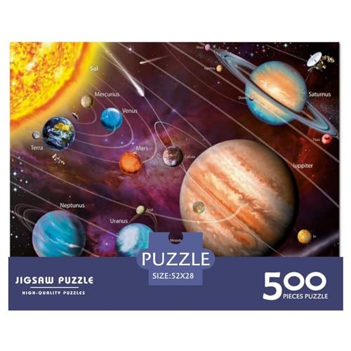 500-teiliges Puzzle für Erwachsene, Sonnensystem-Puzzlesets für die Familie, Holzpuzzle, Gehirn-Herausforderungspuzzle, 500 Teile (52 x 38 cm) von ZEBWAY
