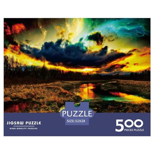 500-teiliges Puzzle für Erwachsene, Sonnenuntergang, Holzpuzzle, Familienunterhaltungsspielzeug, 500 Teile (52 x 38 cm) von ZEBWAY