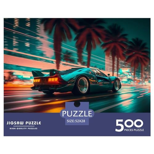 500-teiliges Puzzle für Erwachsene, klassischer Sportwagen, Holzpuzzle, Familienunterhaltungsspielzeug, 500 Teile (52 x 38 cm) von ZEBWAY