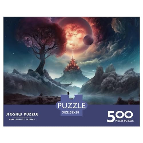 500-teiliges Puzzle für Erwachsene, magische Fantasie-Portal-Puzzle-Sets für Familien, Holzpuzzles, Gehirn-Herausforderungspuzzle, 500 Teile (52 x 38 cm) von ZEBWAY
