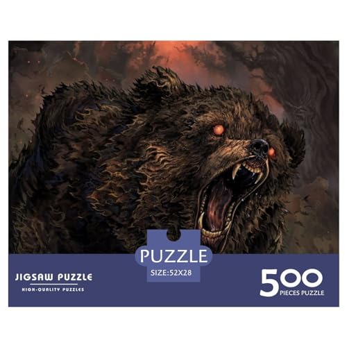 500-teiliges Puzzle für Erwachsene Grizzly Gifts Kreative rechteckige Puzzles, Holzpuzzle 500 Teile (52 x 38 cm) von ZEBWAY