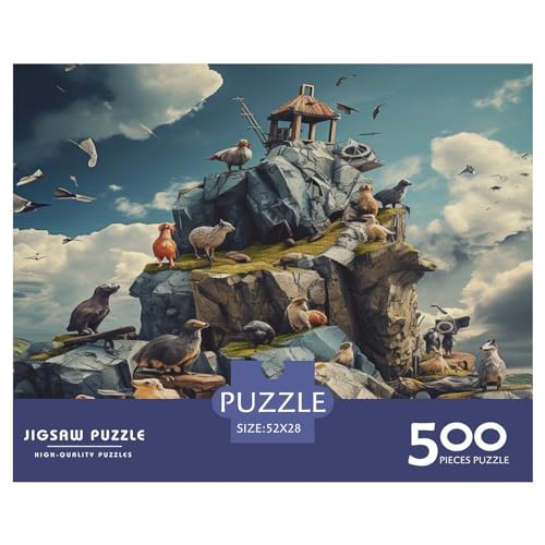 500-teiliges Puzzle mit Tieren, Kletterer, für Erwachsene und Kinder, kreatives rechteckiges Puzzle, Holzpuzzle, lustiges Lernspielzeug, 500 Teile (52 x 38 cm) von ZEBWAY