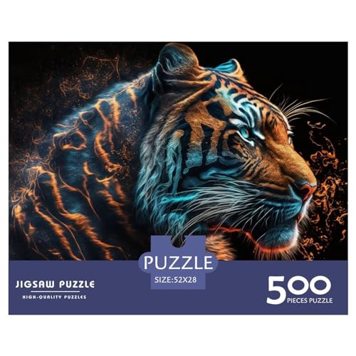 500-teiliges Puzzle mit himmlischen Tieren und Tiger für Erwachsene, kreatives rechteckiges Holzpuzzle, Geschenk für Freunde und Familie, 500 Teile (52 x 38 cm) von ZEBWAY
