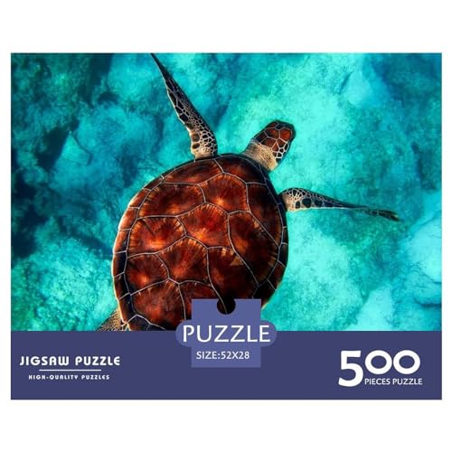 500-teiliges rechteckiges Puzzle für Erwachsene, Schildkröte, kreative Puzzle-Herausforderung, Spielzeugpuzzle, 500 Teile (52 x 38 cm) von ZEBWAY