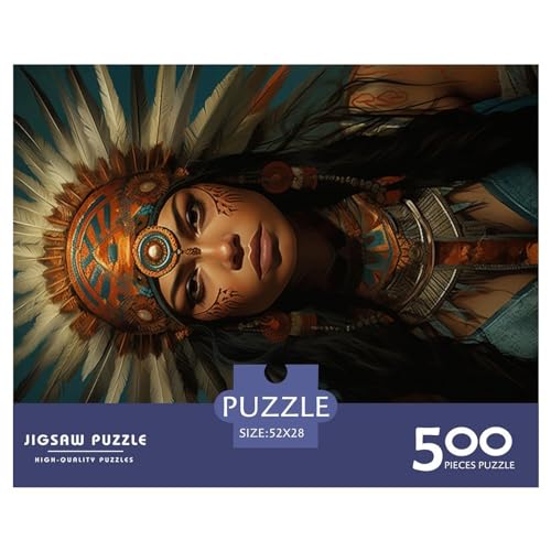 500-teiliges rechteckiges Puzzle für Erwachsene, Woman_tribal, kreative Puzzle-Herausforderung, Spielzeugpuzzle für Erwachsene und Kinder, 500 Teile (52 x 38 cm) von ZEBWAY
