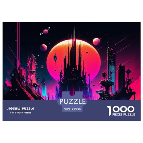 Abstrakte Fantasy-Stadt-Puzzles, 1000 Teile, kreatives rechteckiges großes Familienpuzzlespiel, Kunstwerk für Erwachsene, 1000 Teile (75 x 50 cm) von ZEBWAY