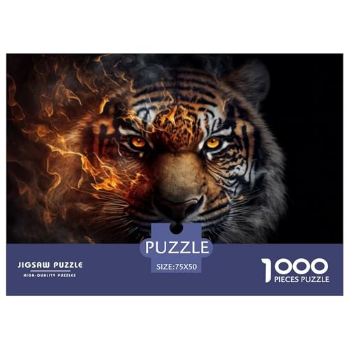 Aggressiver wütender Tiger-Puzzle, 1000 Teile, für Erwachsene, Puzzle, Lernspiele, 1000 Teile (75 x 50 cm) von ZEBWAY