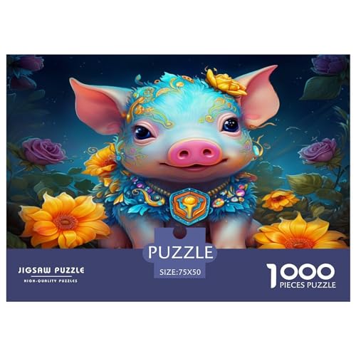 Baby-Schwein-Puzzle für Erwachsene, 1000 Teile, Puzzles für Teenager, Kinder, kreative Puzzles, Familie, herausfordernde Spiele, Spielzeug, Geschenke, 1000 Teile (75 x 50 cm) von ZEBWAY
