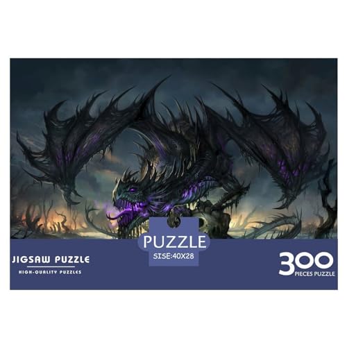 Black Swamp Dragon Holzpuzzle für Erwachsene, 300 Teile, rechteckiges Puzzle, Geschenke für Erwachsene, Spiel 300 Teile (40 x 28 cm) von ZEBWAY