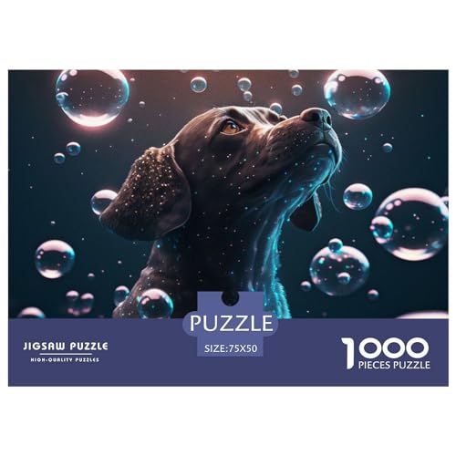 Bubble Art Dog Puzzles 1000 Teile für Erwachsene Puzzle Lernspiele 1000 Teile (75x50cm) von ZEBWAY