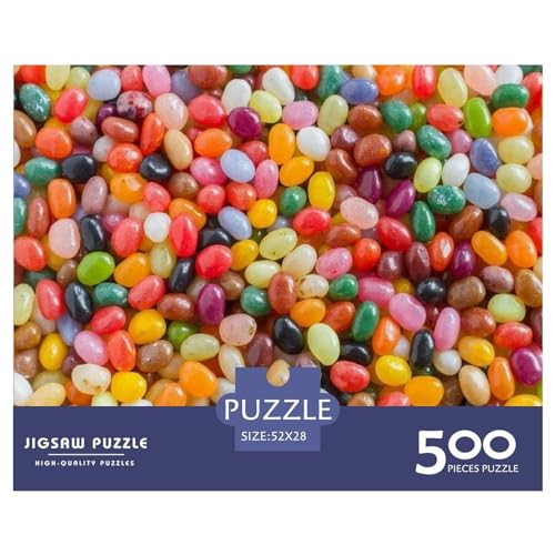 Candy Beans-Puzzle, 500 Teile, kreatives rechteckiges großes Familienpuzzlespiel, Kunstwerk für Erwachsene, 500 Teile (52 x 38 cm) von ZEBWAY