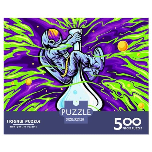Chemical Astronaut Gifts 500-teiliges Puzzle für Erwachsene – Holzpuzzles – Entspannungspuzzlespiele – Denksport-Puzzle 500 Teile (52 x 38 cm) von ZEBWAY