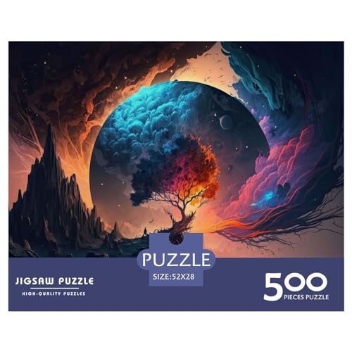 Fantasy-Landschaftspuzzle, 500 Teile, kreatives rechteckiges großes Familienpuzzlespiel, Kunstwerk für Erwachsene, 500 Teile (52 x 38 cm) von ZEBWAY