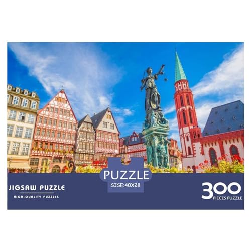 Frankfurt Plaza Puzzles 300 Teile, kreatives rechteckiges großes Familienpuzzlespiel, Kunstwerk für Erwachsene, 300 Teile (40 x 28 cm) von ZEBWAY