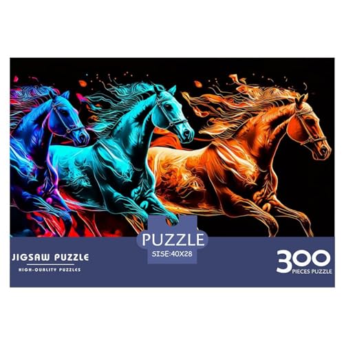 Holzpuzzle mit Pferd, für Erwachsene, 300 Teile, rechteckiges Puzzle, Geschenke für Erwachsene, Spiel 300 Teile (40 x 28 cm) von ZEBWAY