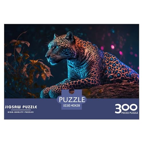 Jaguar-Tier-Holzpuzzle für Erwachsene, 300-teiliges Puzzle, rechteckiges Puzzle, Geschenke für Erwachsene, Spiel 300 Teile (40 x 28 cm) von ZEBWAY