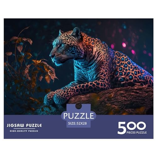 Jaguar-Tiergeschenke, 500-teiliges Puzzle für Erwachsene – Holzpuzzles – Entspannungspuzzlespiele – Denksport-Puzzle 500 Teile (52 x 38 cm) von ZEBWAY