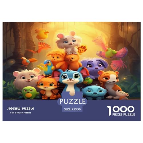 Kreative rechteckige Puzzles für Erwachsene, 1000 Teile, Kinder-Cartoon-Holzpuzzles – Puzzle zum Anfassen, Familiendekoration, 1000 Stück (75 x 50 cm) von ZEBWAY