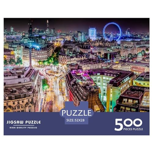 Kreative rechteckige Puzzles für Erwachsene, 500 Teile, London Skyline, Holzpuzzle, praktisches Spiel, Familiendekoration, 500 Teile (52 x 38 cm) von ZEBWAY