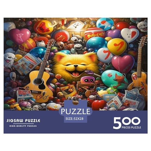 Kreative rechteckige Puzzles für Erwachsene, 500-teiliges Hundeballon-Poster, Holzpuzzles – Puzzle zum Anfassen, Familiendekoration, 500 Stück (52 x 38 cm) von ZEBWAY