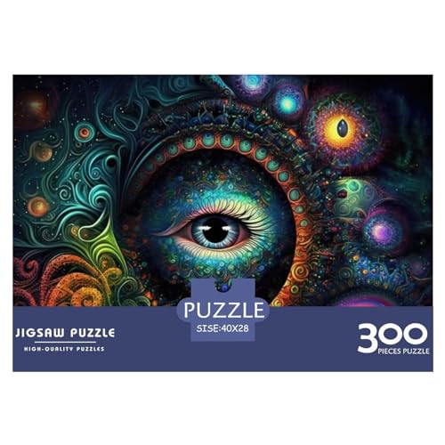 Kreatives Geschenk für das dritte Auge, Holz, 300 Teile, Puzzle für Erwachsene, rechteckiges Puzzle, Gehirnübung, Herausforderungsspiel, 300 Teile (40 x 28 cm) von ZEBWAY