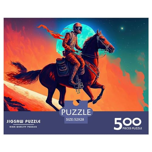 Magisches Land-Astronauten-Puzzle, 500 Teile, kreatives rechteckiges großes Familienpuzzlespiel, Kunstwerk für Erwachsene, 500 Teile (52 x 38 cm) von ZEBWAY