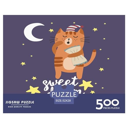Mondkatze-Puzzle, 500 Teile, für Erwachsene, Puzzle für Erwachsene, 500 Teile, Lernspiele, 500 Teile (52 x 38 cm) von ZEBWAY