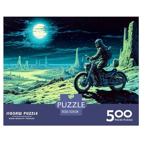 Motorradmalerei, Holzpuzzle für Erwachsene, 500-teiliges Puzzle, rechteckiges Puzzle, Geschenke für Erwachsene, Spiel, 500 Teile (52 x 38 cm) von ZEBWAY