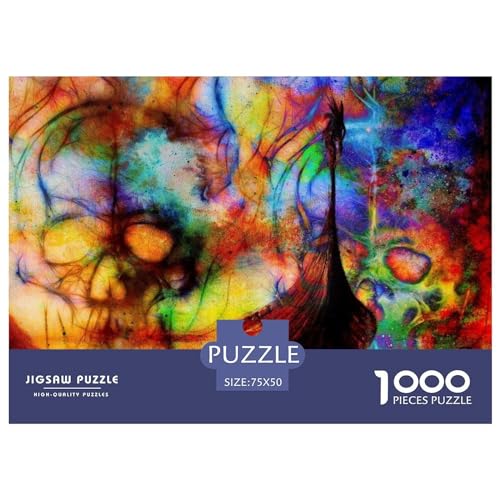 Psychedelische Farben 1000-teiliges Puzzle für Erwachsene, kreatives rechteckiges Holzpuzzle, Geschenk für Freunde und Familie, 1000 Teile (75 x 50 cm) von ZEBWAY