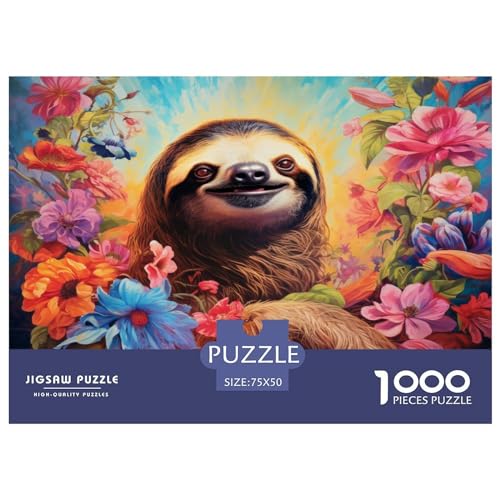 Puzzle 1000 Teile für Erwachsene Buntes Faultier-Puzzle 1000 Teile für Erwachsene 1000 Teile (75 x 50 cm) von ZEBWAY