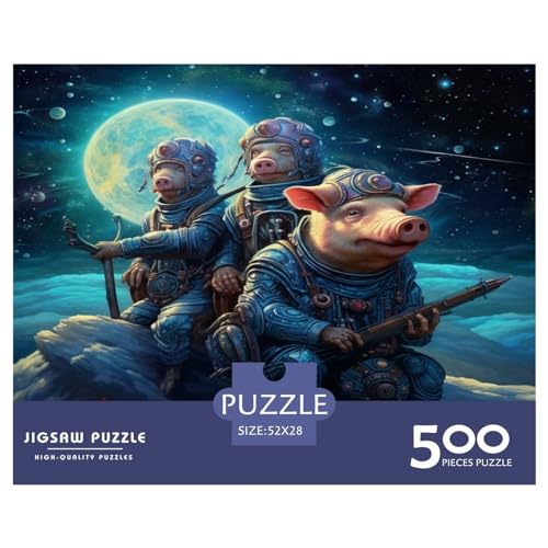 Puzzle 500 Teile für Erwachsene, Sternenhimmel-Schwein, Puzzle 500 Teile für Erwachsene, 500 Teile (52 x 38 cm) von ZEBWAY