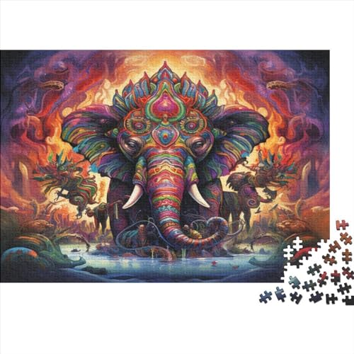 Puzzle für Erwachsene, 1000 Teile, Bunte Elefanten, kreatives rechteckiges Puzzle, Dekompressionsspiel, 1000 Teile (75 x 50 cm) von ZEBWAY