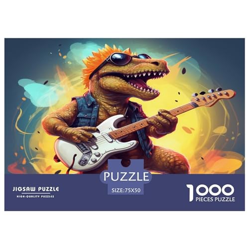 Puzzle für Erwachsene, 1000 Teile, Dinosaurier-Musik-Puzzle, kreatives rechteckiges Puzzle, Dekomprimierungsspiel, 1000 Teile (75 x 50 cm) von ZEBWAY