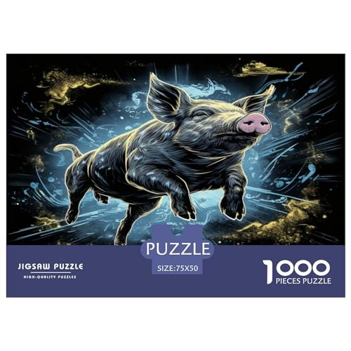 Puzzle für Erwachsene, 1000 Teile, Schweinefliegen-Puzzle, kreatives rechteckiges Puzzle, Dekomprimierungsspiel, 1000 Teile (75 x 50 cm) von ZEBWAY