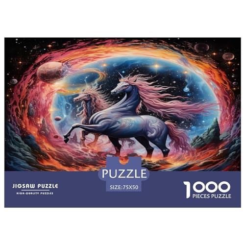Puzzle für Erwachsene, 1000 Teile, buntes Einhorn-Puzzle, kreatives rechteckiges Puzzle, Dekomprimierungsspiel, 1000 Teile (75 x 50 cm) von ZEBWAY