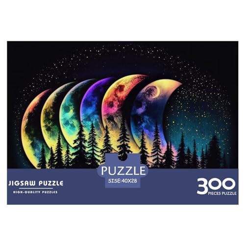 Puzzle für Erwachsene, 300 Teile, goldenes Mondwald-Puzzle, kreatives rechteckiges Puzzle, Dekomprimierungsspiel, 300 Teile (40 x 28 cm) von ZEBWAY