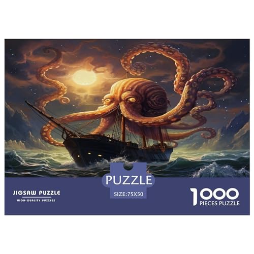 Puzzle für Erwachsene, Riesenoktopus, 1000 Teile, Holzpuzzle für Kinder ab 12 Jahren, herausforderndes Spiel, 1000 Teile (75 x 50 cm) von ZEBWAY