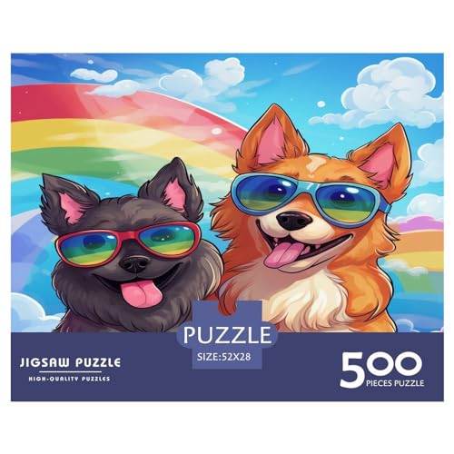 Puzzle für Erwachsene, Sommerhund, 500 Teile, Holzpuzzle für Kinder ab 12 Jahren, herausforderndes Spiel, 500 Teile (52 x 38 cm) von ZEBWAY