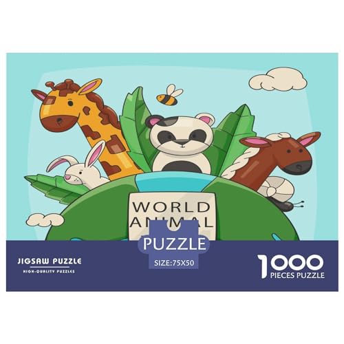 Puzzle für Kinder, Erde, Tierkind, 1000 Teile, Puzzle für Erwachsene, Holzpuzzle für Erwachsene und Kinder, Stressabbau, 1000 Teile (75 x 50 cm) von ZEBWAY