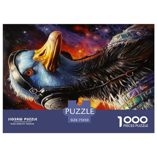 Puzzle für Kinder, Kopfhörer-Ente, 1000 Teile, Holzpuzzle für Erwachsene und Kinder, Herausforderungsfamilie, 1000 Teile (75 x 50 cm) von ZEBWAY
