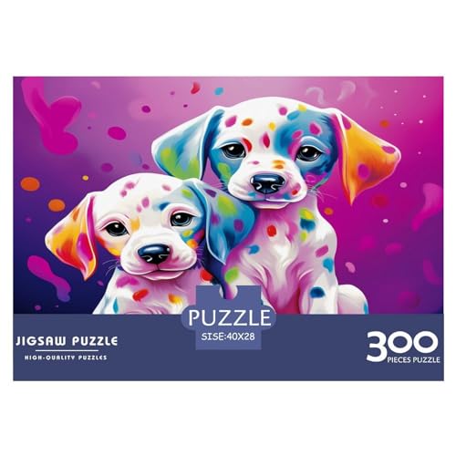 Puzzles 300 Teile Bunte dalmatinische quadratische Puzzles für Erwachsene und Kinder, Holzpuzzles Anspruchsvolle Spielpuzzles 300 Teile (40 x 28 cm) von ZEBWAY