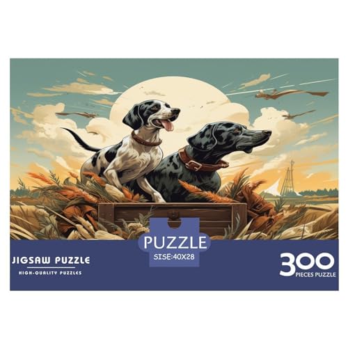 Puzzles 300 Teile Hundeillustration Quadratische Puzzles für Erwachsene und Kinder, Holzpuzzles Anspruchsvolles Spiel Puzzles 300 Stück (40 x 28 cm) von ZEBWAY