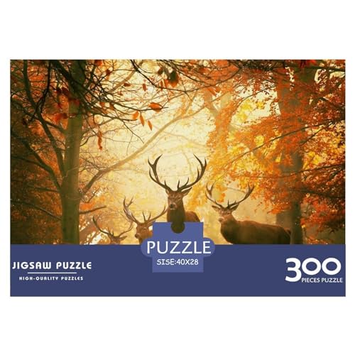 Puzzles 300 Teile für Erwachsene, Hirsch-Puzzle, Holzbrett-Puzzles, Familiendekoration, 300 Teile (40 x 28 cm) von ZEBWAY