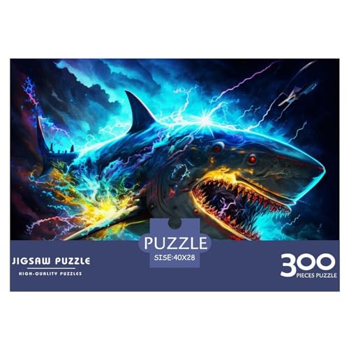 Puzzles 300 Teile für Erwachsene, Roboter-Hai-Puzzle, Holzbrett-Puzzles, Familiendekoration, 300 Teile (40 x 28 cm) von ZEBWAY