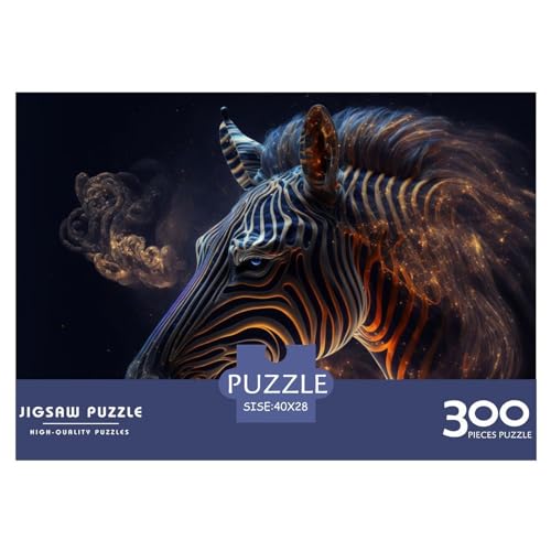 Puzzles 300 Teile für Erwachsene Geistertier Zebra Puzzle Holzbrettpuzzles Familiendekoration 300 Teile (40x28cm) von ZEBWAY