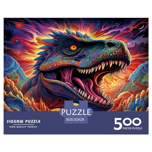 Puzzles 500 Teile, Tyrannosaurus, quadratische Puzzles für Erwachsene und Kinder, Holzpuzzles, herausfordernde Spielpuzzles, 500 Teile (52 x 38 cm) von ZEBWAY